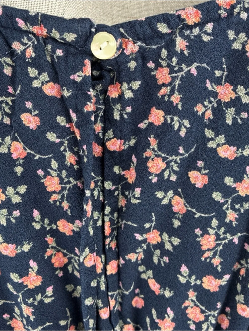 Old Navy Dress Girls Ditsy Floral Dark Blue Aline Cottagecore Prarie L 10-12